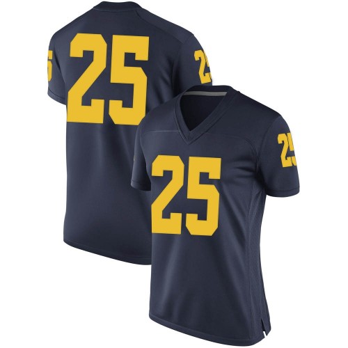 Cornell Wheeler Michigan Wolverines Women's NCAA #25 Navy Game Brand Jordan College Stitched Football Jersey OQL1654IO